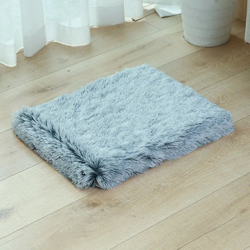 Cama para perros grandes de lujo de piel larga, cama para mascota de peluche, cojín de espuma viscoelástica 3D, colchón para mascotas para gatos y perros, cubierta extraíble