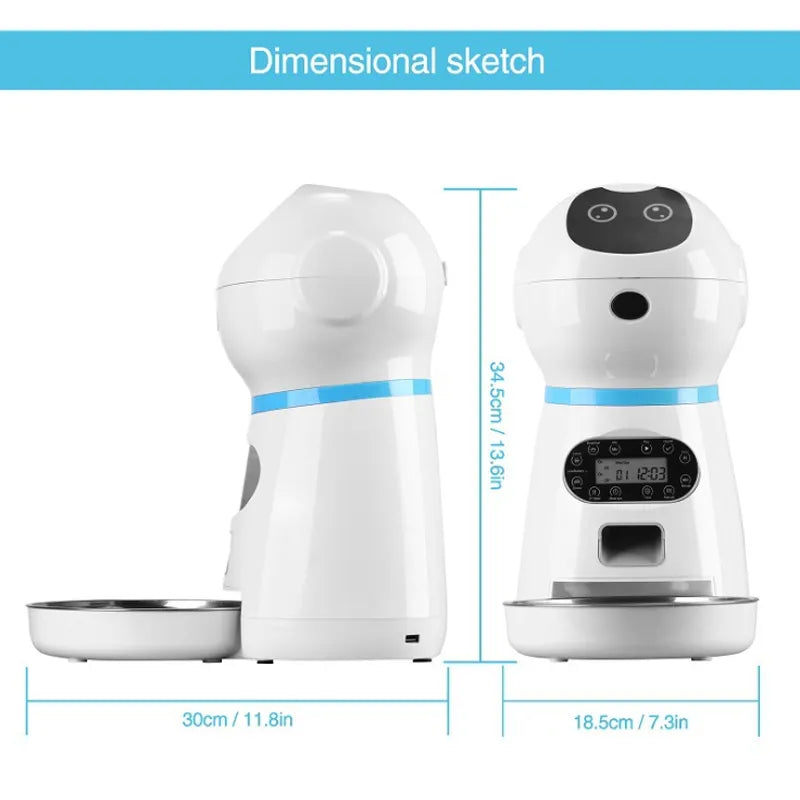 Alimentador automático de mascotas de 3,5l, dispensador de comida inteligente para gatos y perros, temporizador, tazón de acero inoxidable, alimentación automática para perros y gatos, suministros para mascotas