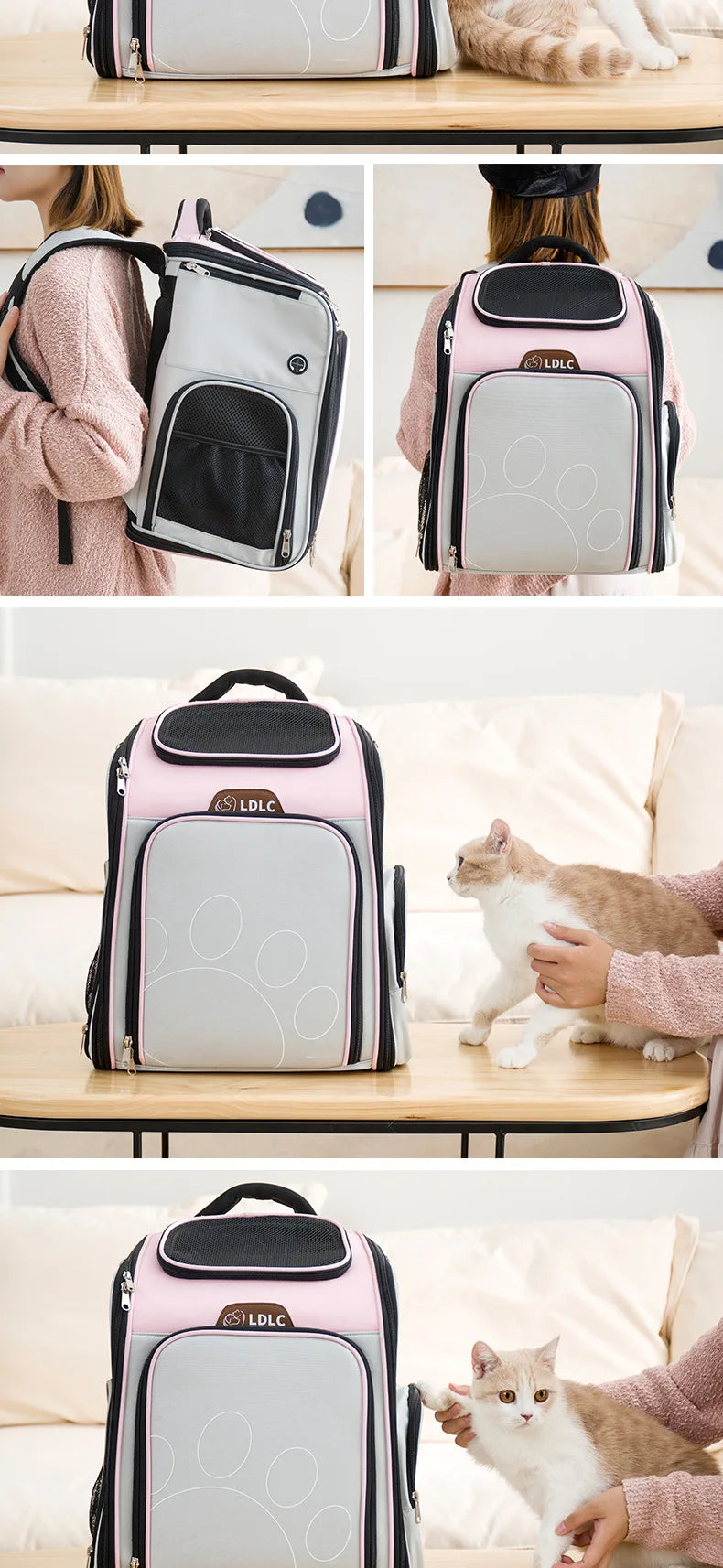 Expandable Cat Carrier Backpack Large Capacity Puppy Dogs Breathable Carrying Bags Small Pet Foldable Outdoor Travel Backpacks