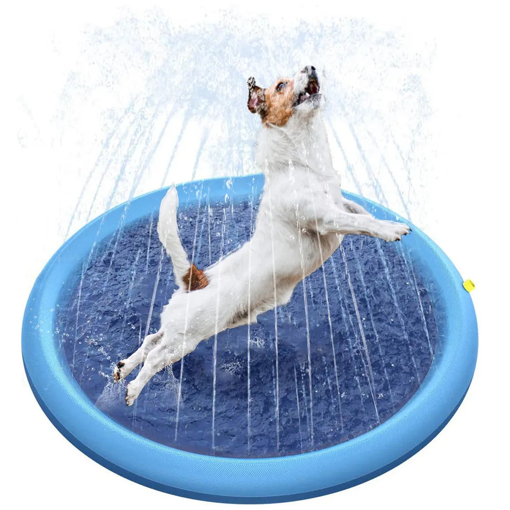 Smmer Juguete para Perros, Almohadilla rociadora para Salpicaduras para Perros, Piscina para Mascotas, Juego Interactivo al Aire Libre, Alfombra de Agua, Juguetes para Perros, Gatos y niños