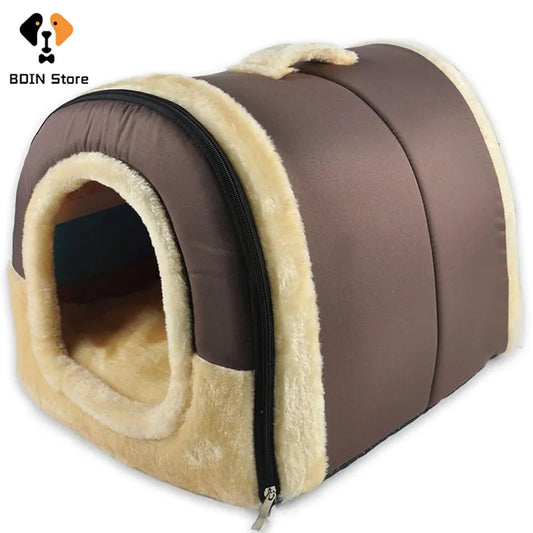 Casa para perros de interior, cama tipo cueva para perros suave y acogedora, nido cálido extraíble plegable con estera para gatos y animales pequeños y medianos