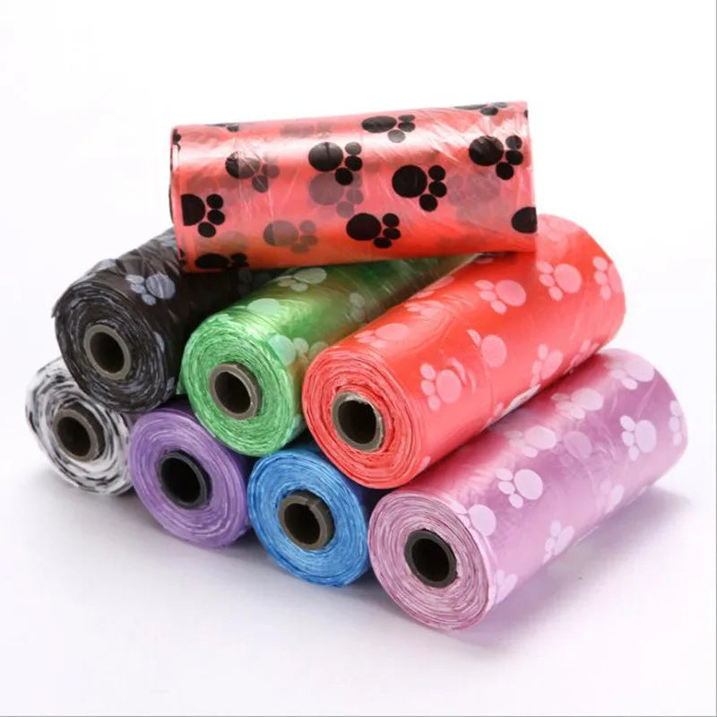 10 rouleaux 150 pièces sac de merde de chien fournitures pour animaux de compagnie sac de litière impression chat chien merde biodégradable sac extérieur maison propre recharge sac poubelle