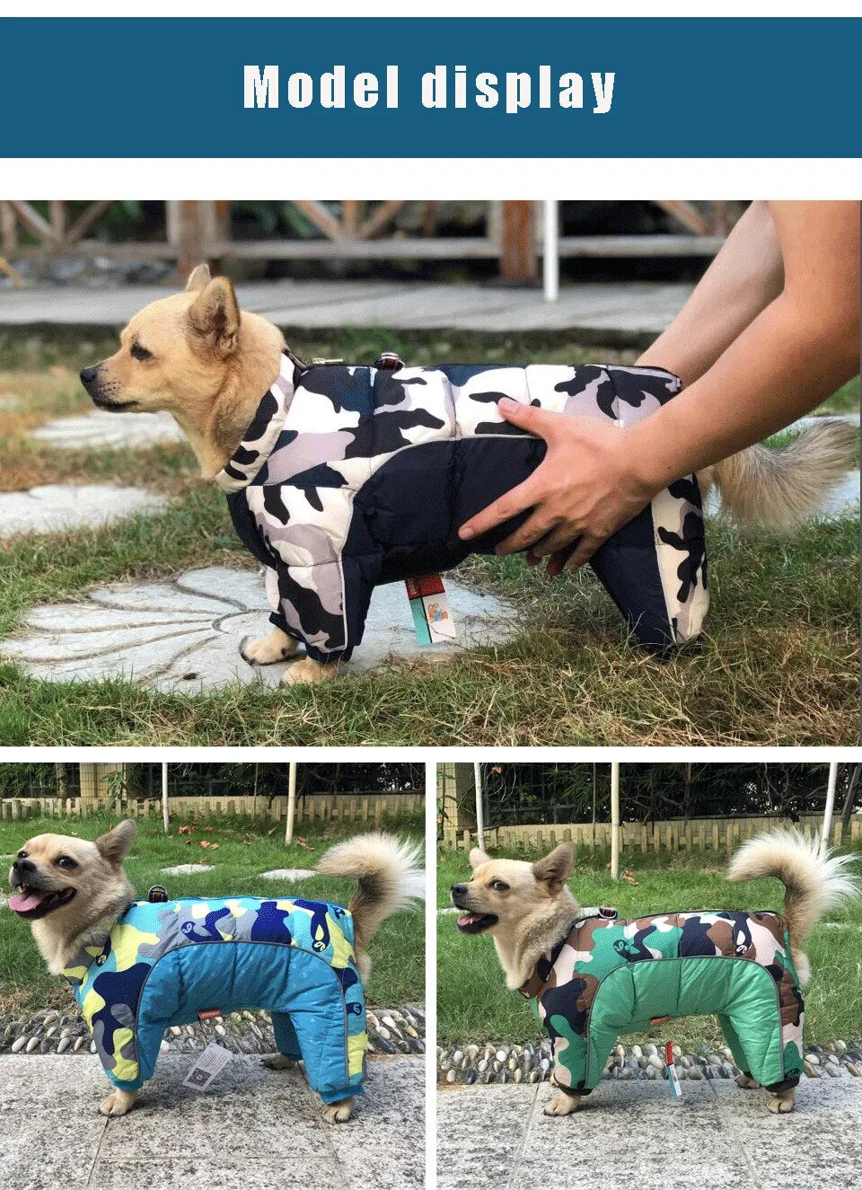 Chaqueta para perros cálida de invierno, mono de algodón grueso, ropa para mascotas, abrigo impermeable para cachorros de Bulldog Francés, trajes para perros pequeños Chihuahua