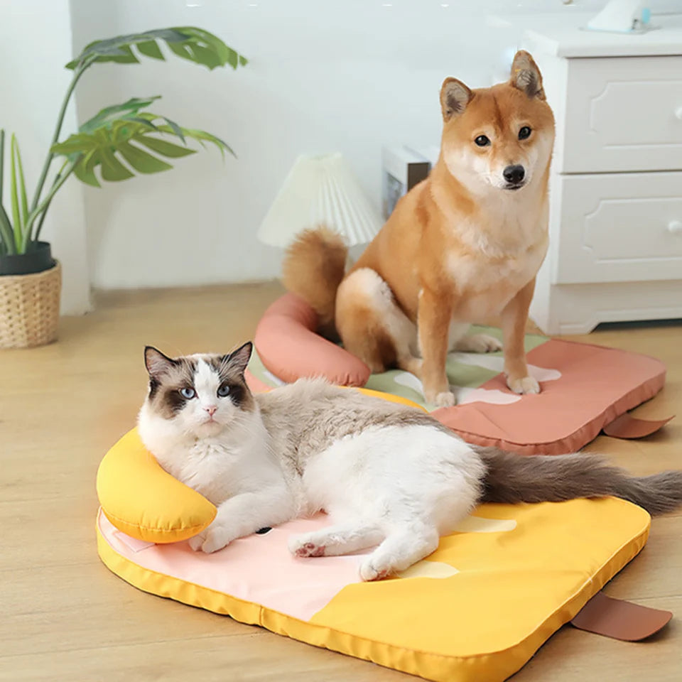 Medium Dog Bed Sleep Nest For Small Medium Large Dog Cat Self Cooling Mattress Ice Silk Cool Mat Summer Cushion Pet