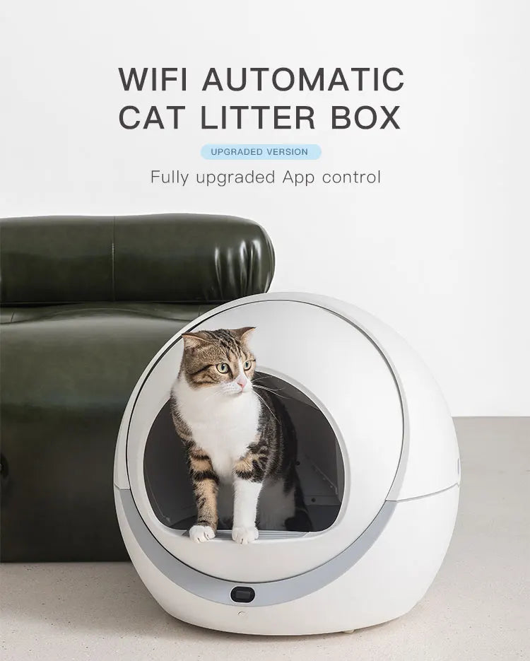 Automatic Cat Self Cleaning Sandbox WiFi Pet Smart Litter Box Closed Tray Toilet Rotary Training Detachable Accessories