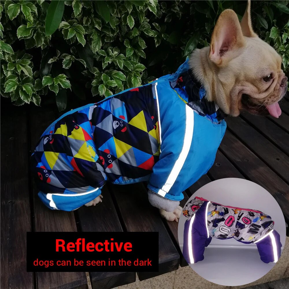 Ropa de invierno para perros a prueba de viento, abrigo cálido de lujo para perros, mono reflectante, traje de nieve para mascotas pequeñas con mono con cremallera para perros de niño y niña, estilo de moda