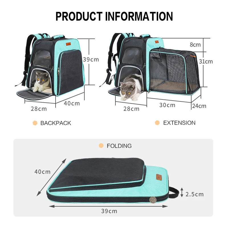 Poussette Portable pour animaux de compagnie, sac de transport pour chat, sac de transport respirant pour animaux de compagnie, sac de voyage à grand espace pour chiens