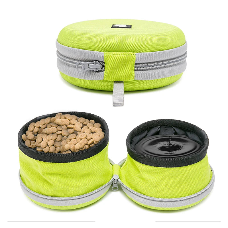 Cuenco plegable de doble uso para mascotas, plegable, de dos vías, de viaje, para perros, bebiendo comida y agua, accesorios de productos