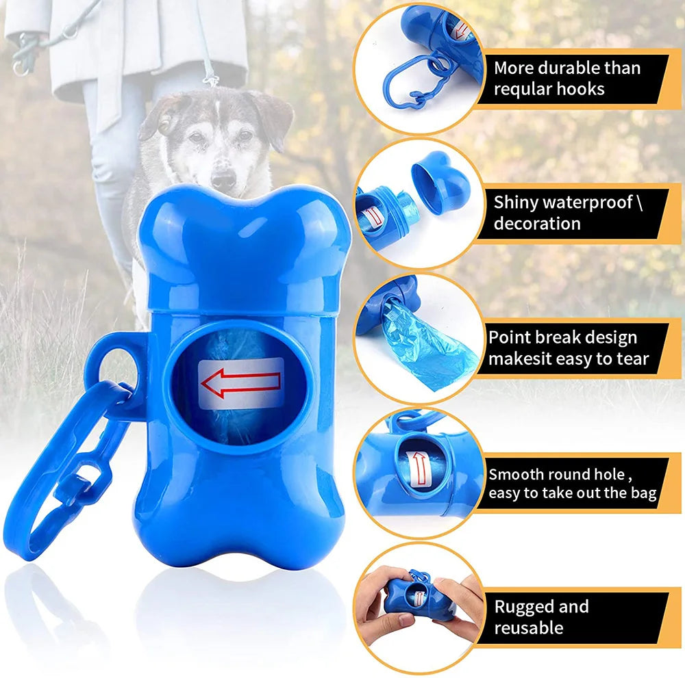 Dispensador de Bolsa para popó con forma de hueso, soporte para bolsas de basura para perros y mascotas, estuche de transporte, dispensador de bolsas de basura, 1 Uds.