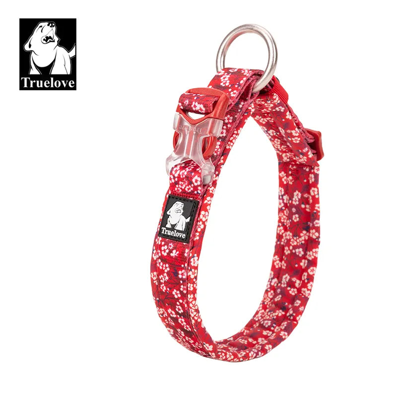 Pet Dog Collar with Three Adjustable Buckle Soft Comfortable Cotton Floral Pattern Resistant to Pull Accessories Fashion Style