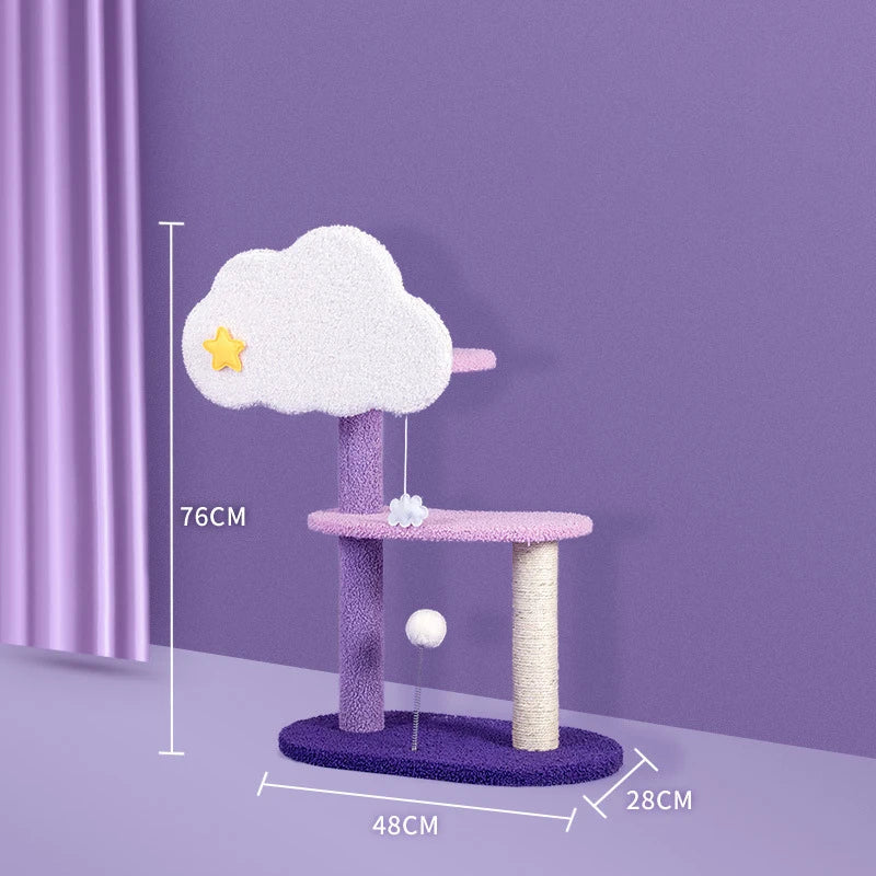 Marco de escalada para gato púrpura, nido para gato, árbol para rascar, columna, torre grande para gato, tabla para rascar, juguetes, plataforma de salto, cama de villa