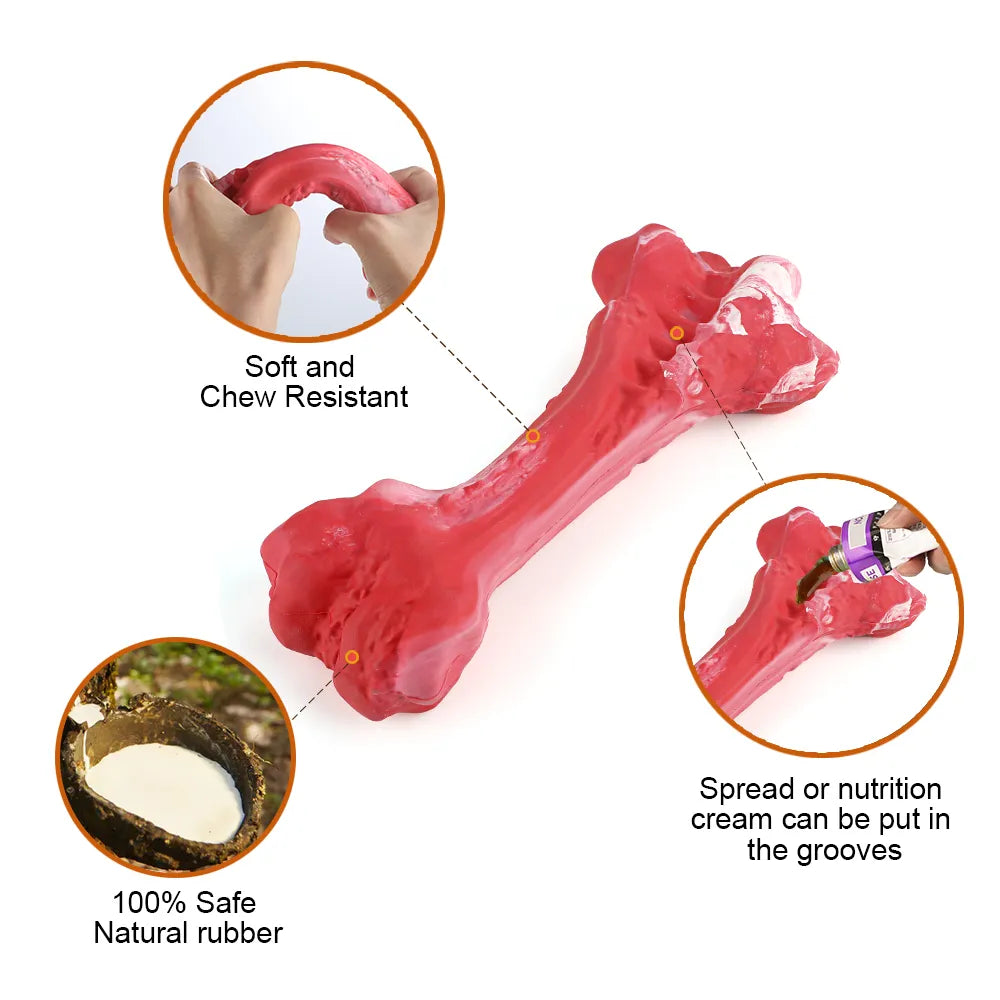 Juguete masticable de hueso para perro, dispensador de golosinas, cepillo de dientes de goma duradero, juguete de limpieza, suministros para masticar para cachorros