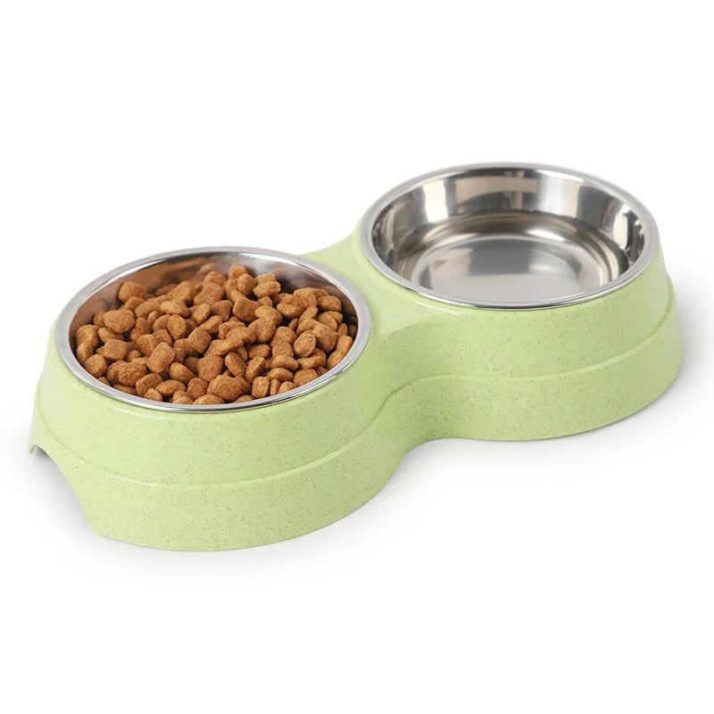 Double bols pour animaux de compagnie, distributeur d'eau et de nourriture pour chiens, en acier inoxydable, plat à boire pour animaux de compagnie, fournitures d'alimentation pour chat et chiot, accessoires pour petits chiens