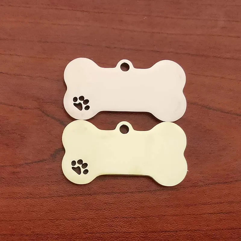 Pet Collar Personalized ID Tag Engraved Name for Dog Cat Puppy Keyring Charm Pendant Bone Necklace Accessories