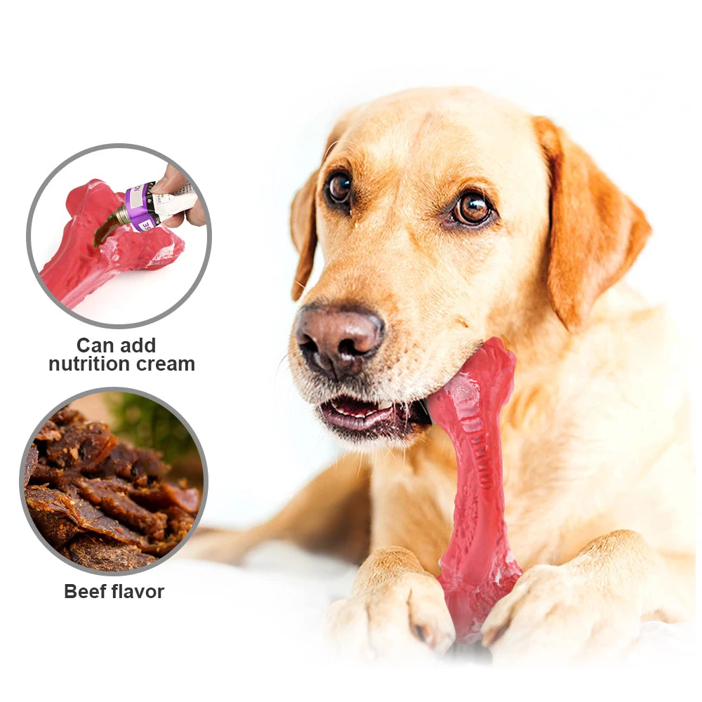 Juguete masticable de hueso para perro, dispensador de golosinas, cepillo de dientes de goma duradero, juguete de limpieza, suministros para masticar para cachorros