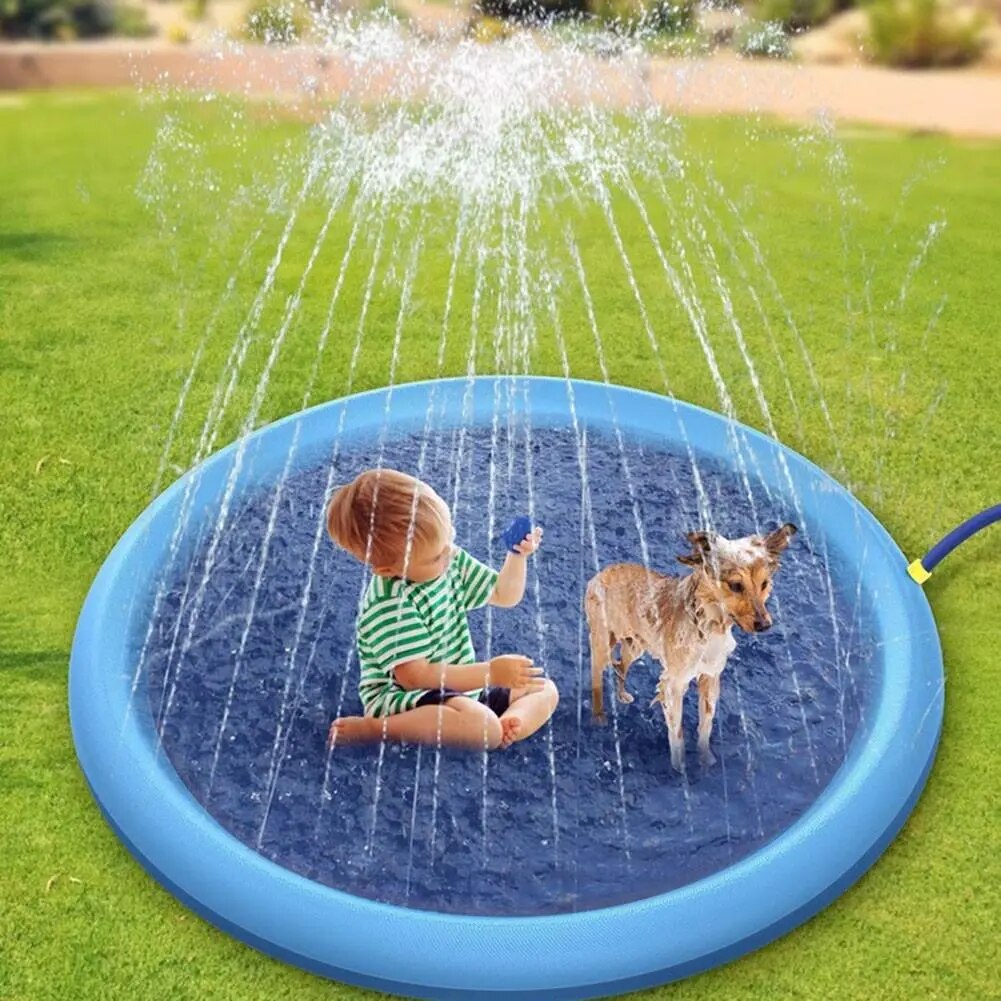 Smmer Juguete para Perros, Almohadilla rociadora para Salpicaduras para Perros, Piscina para Mascotas, Juego Interactivo al Aire Libre, Alfombra de Agua, Juguetes para Perros, Gatos y niños