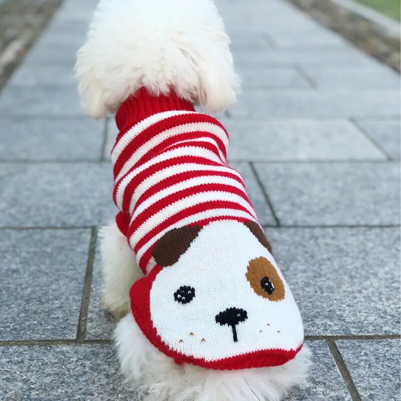 Warm Pet Clothes for Small Medium Dogs Winter Christmas Dogs Sweater Pet Clothing Knitting Costume Coat Cartoon Print Clothes Fashion Style