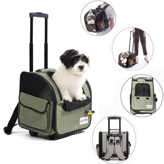 Cochecito grande para mascotas, plegable, multifuncional, transporte, aprobado por aerolínea, mochila transportadora para perros y gatos con ruedas