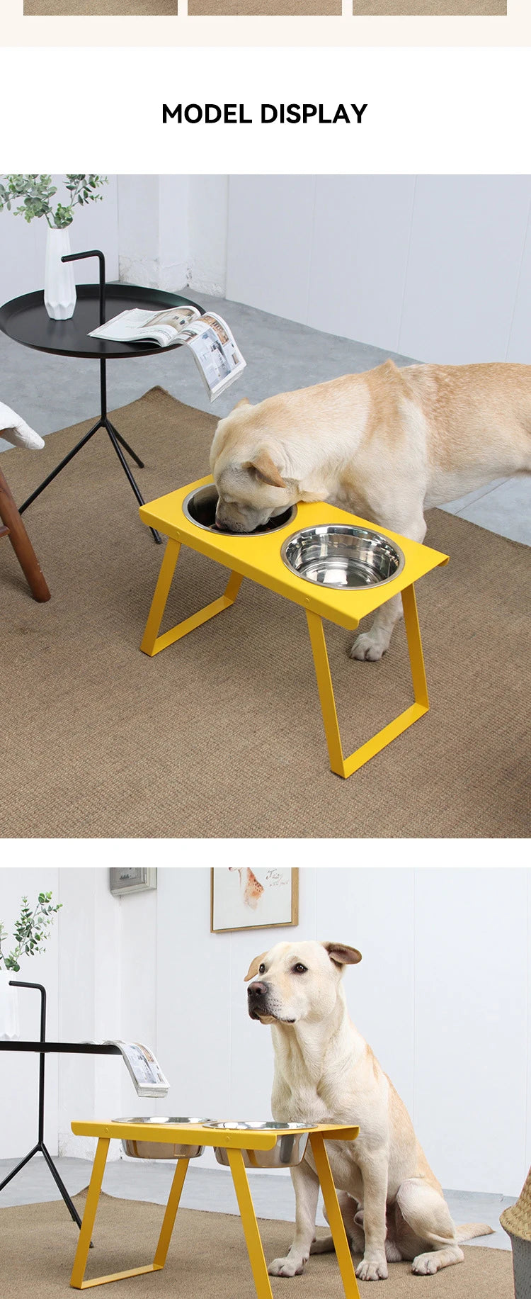 1560ml Big Dogs Feeder Bowl High Foot Stainless Steel Pet Double Water Food Bowls Anti-tipping Dog Large Capacity Feeding Dish