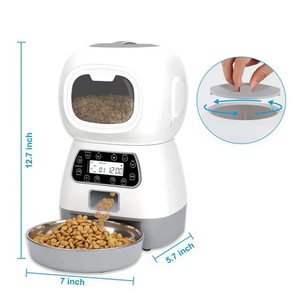 3.5L Bol Automatique Pour Animal De Compagnie Distributeur De Nourriture Intelligente Pour Chats Chiens Minuterie Bol En Acier Inoxydable Automatique Chien Chat Alimentation Pour Animaux De Compagnie Fournitures