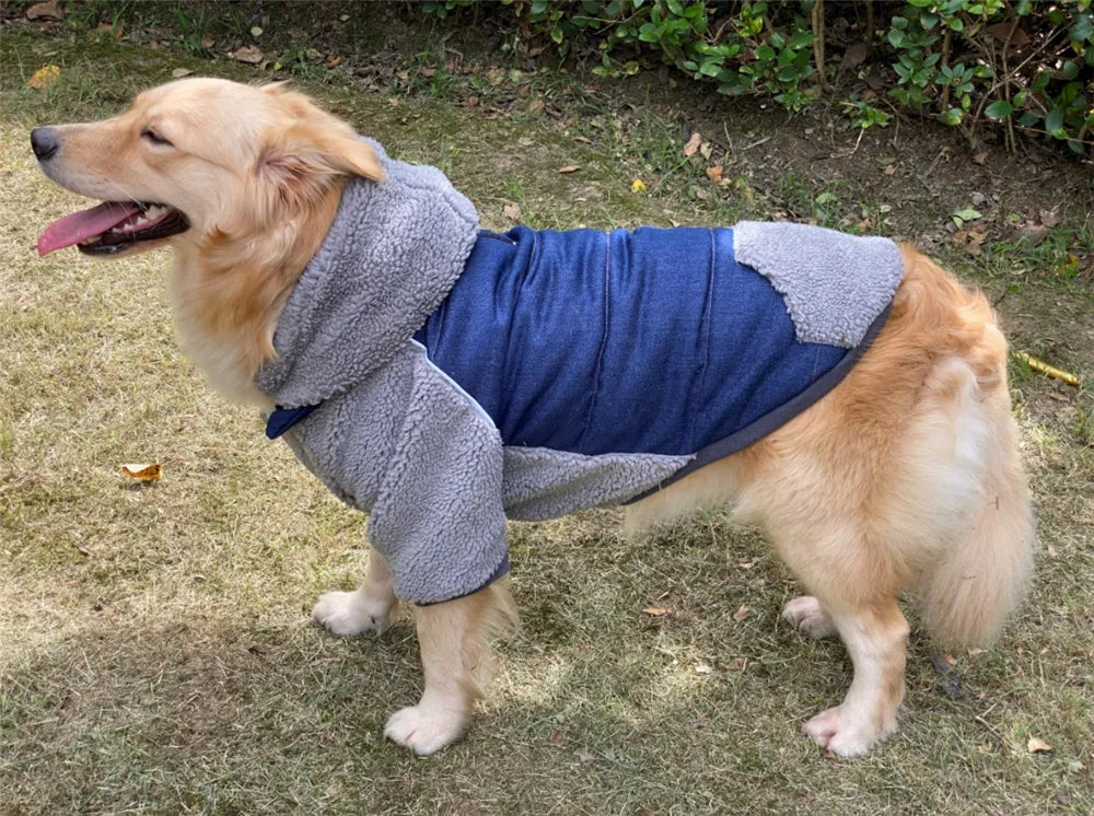 Vêtements d'hiver pour chien à carreaux réversibles épais pour chiens de petite, moyenne et grande taille, vêtements super doux et chauds pour animaux de compagnie avec capuche amovible, style tendance