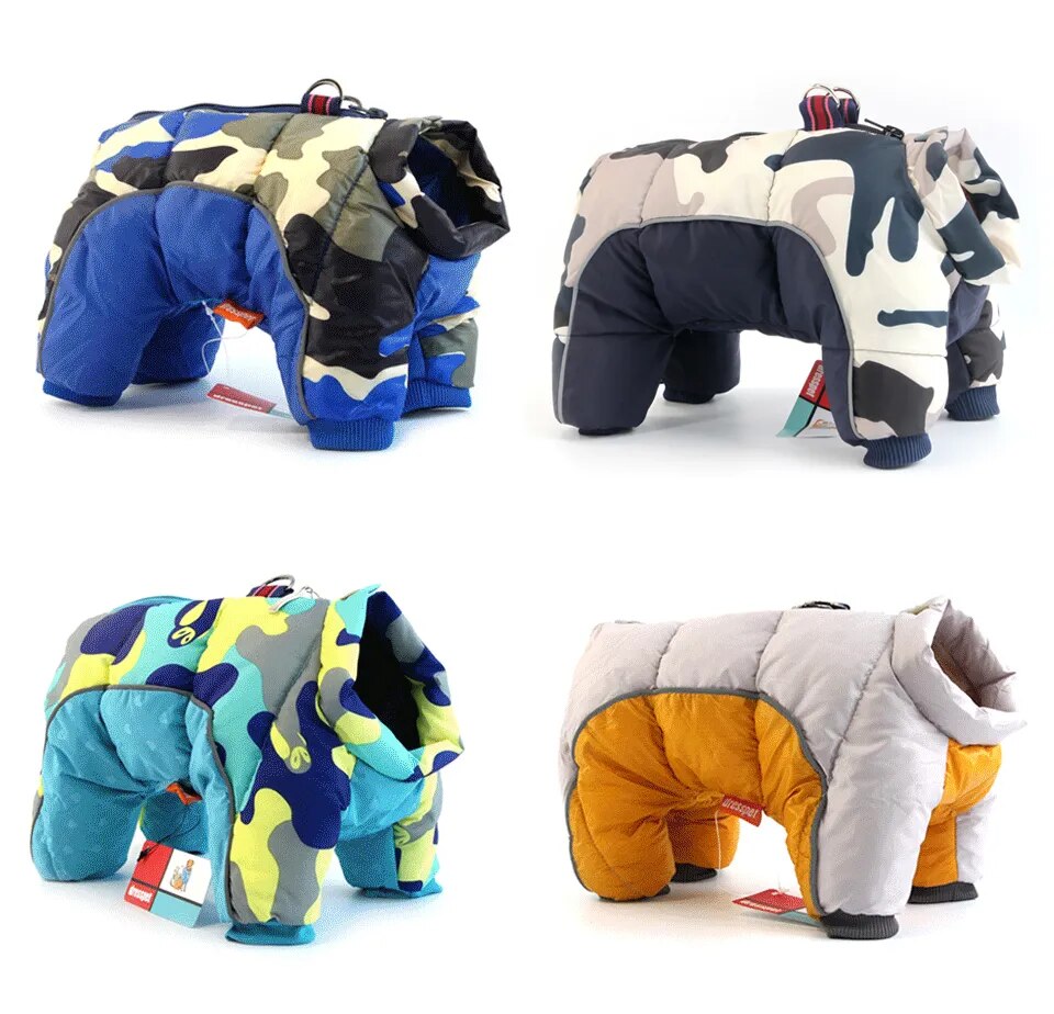 Chaqueta para perros cálida de invierno, mono de algodón grueso, ropa para mascotas, abrigo impermeable para cachorros de Bulldog Francés, trajes para perros pequeños Chihuahua