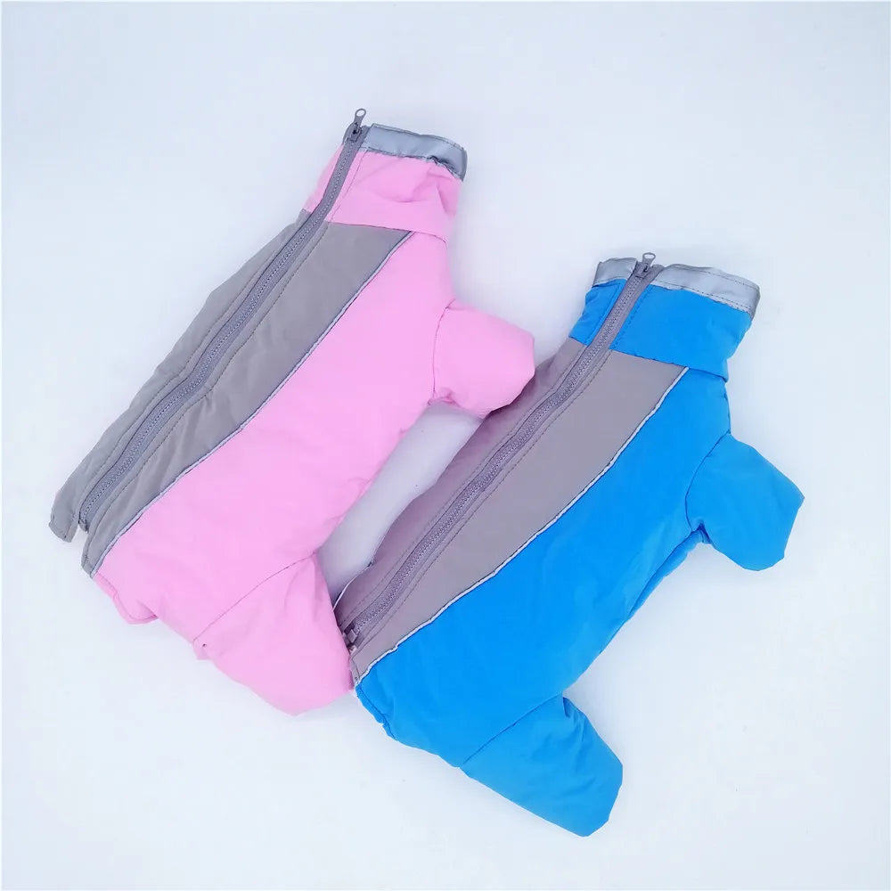 Monos de invierno para perros, mono cálido impermeable para mascotas, pantalones para hombre/mujer, ropa reflectante para perros pequeños, chaqueta de plumón para cachorros