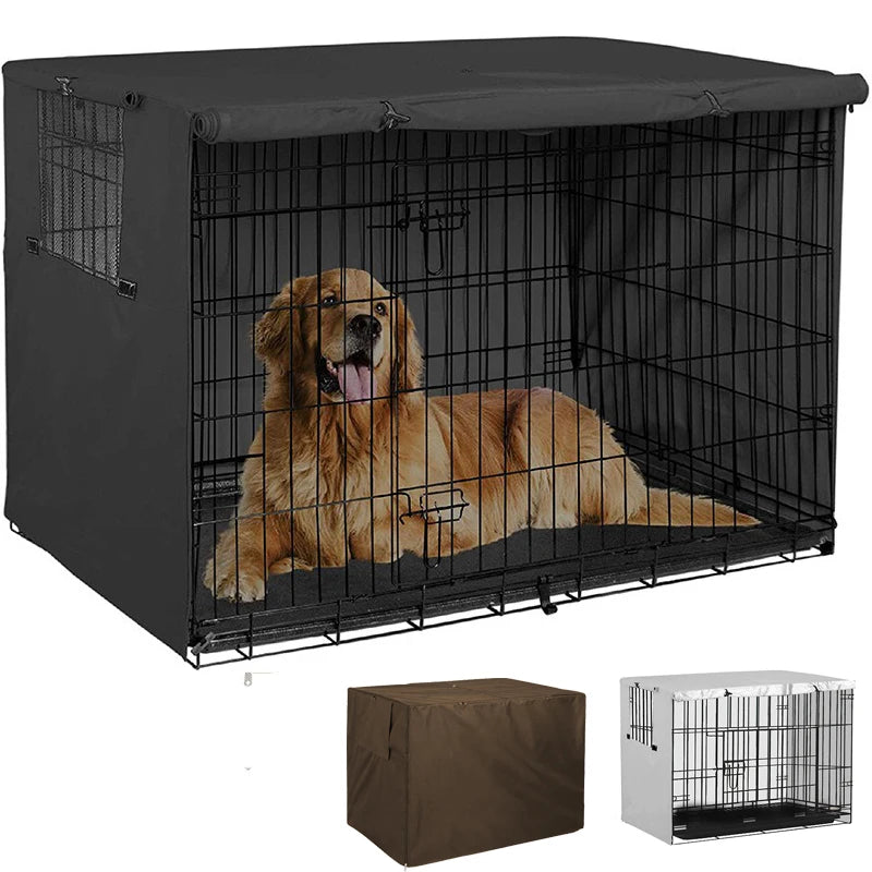 210D Oxford Pet Dog Kennel Cover Dustproof Durable Dog Cage Dust Cover Outdoor Foldable Universal Dog Cage Accessories