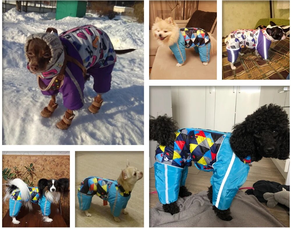 Ropa de invierno para perros a prueba de viento, abrigo cálido de lujo para perros, mono reflectante, traje de nieve para mascotas pequeñas con mono con cremallera para perros de niño y niña, estilo de moda