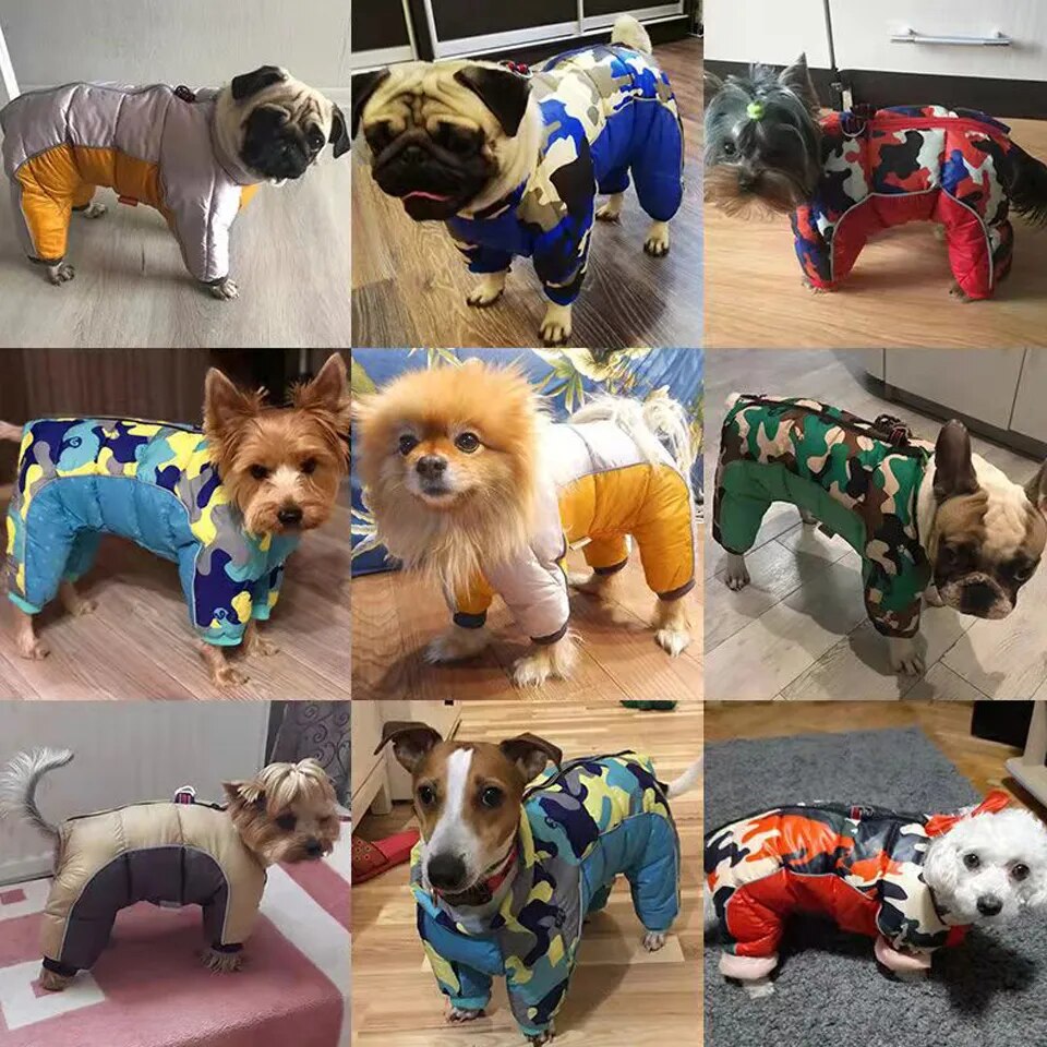 Chaqueta para perros cálida de invierno, mono de algodón grueso, ropa para mascotas, abrigo impermeable para cachorros de Bulldog Francés, trajes para perros pequeños Chihuahua