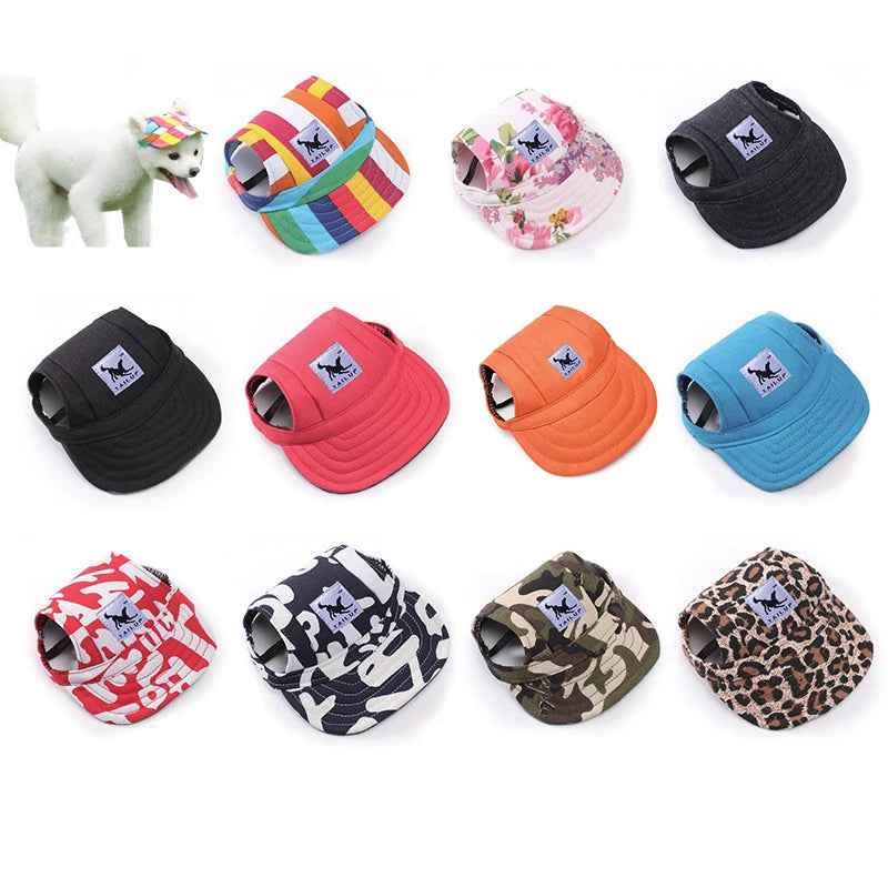 Sombrero para perros de verano, gorra de béisbol para perros al aire libre, accesorios de protección solar para perros pequeños de lona, ​​estilo de moda