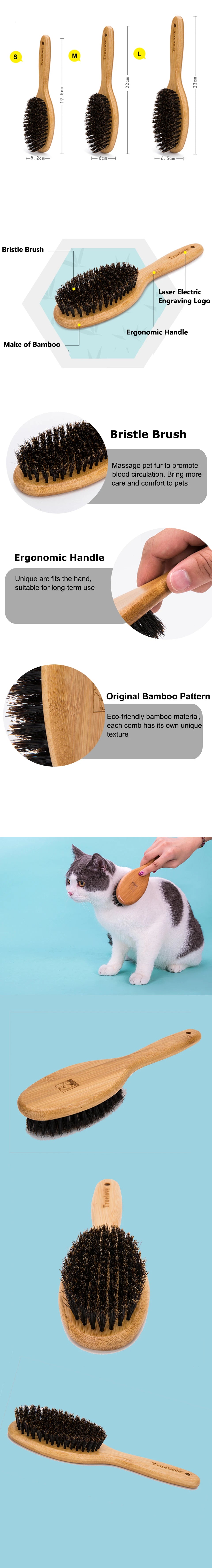 Pet Comb Bamboo Bristles Wood Brush Supplies Grooming and Care for Cat Dog Remove the Tangle Accessories