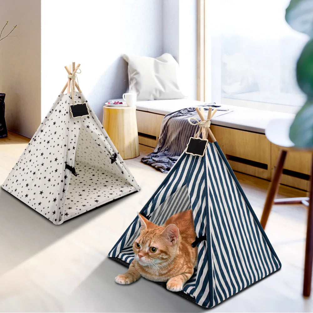 Fashion Cat Tent Nest Warm Cats Puppy Sleeping Bed Mat Indoor Small Dogs Cats House With Thick Cushion Doorplate Home Decoration