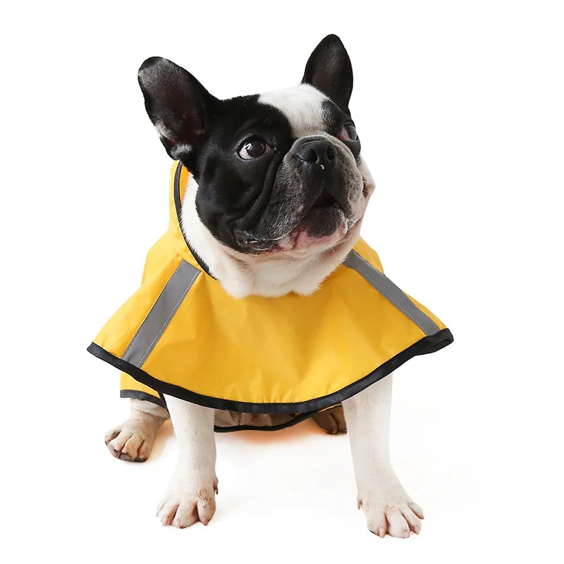 Manteau imperméable à capuche pour chien, Poncho, veste de pluie pour petits, moyens et grands chiens, vêtements pour animaux de compagnie, bouledogue français, XS-3XL