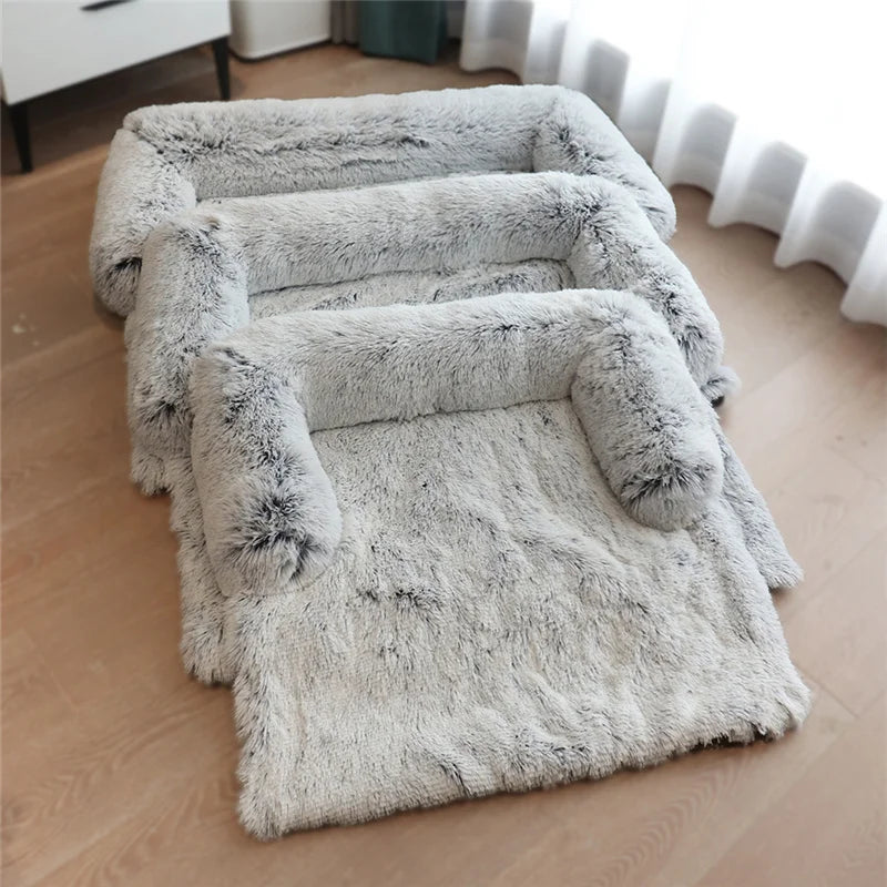 Washable Pet Sofa Dog Bed Calming Bed For Large Dogs Pad Blanket Winter Warm Cat Bed Mat Couches Car Floor Furniture Protector