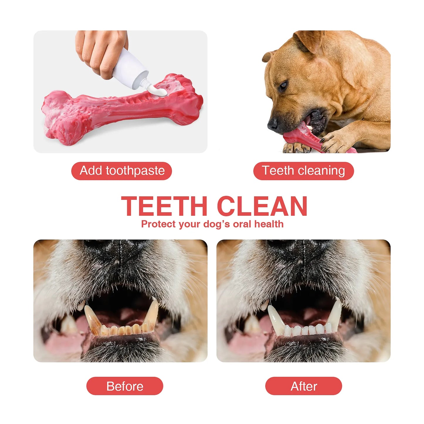 Juguete masticable de hueso para perro, dispensador de golosinas, cepillo de dientes de goma duradero, juguete de limpieza, suministros para masticar para cachorros