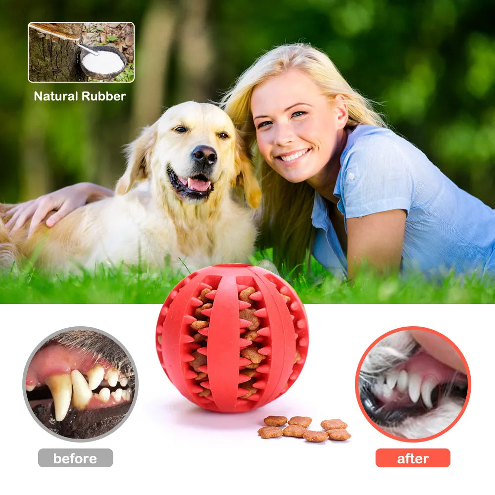 Juguetes para perros, pelota de goma elástica con fugas, divertidas bolas interactivas para Limpieza de dientes de mascotas, juguetes para masticar resistentes a mordeduras, 5cm/6cm/7cm/9cm/11cm