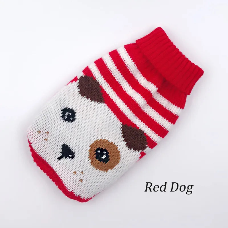 Warm Pet Clothes for Small Medium Dogs Winter Christmas Dogs Sweater Pet Clothing Knitting Costume Coat Cartoon Print Clothes Fashion Style