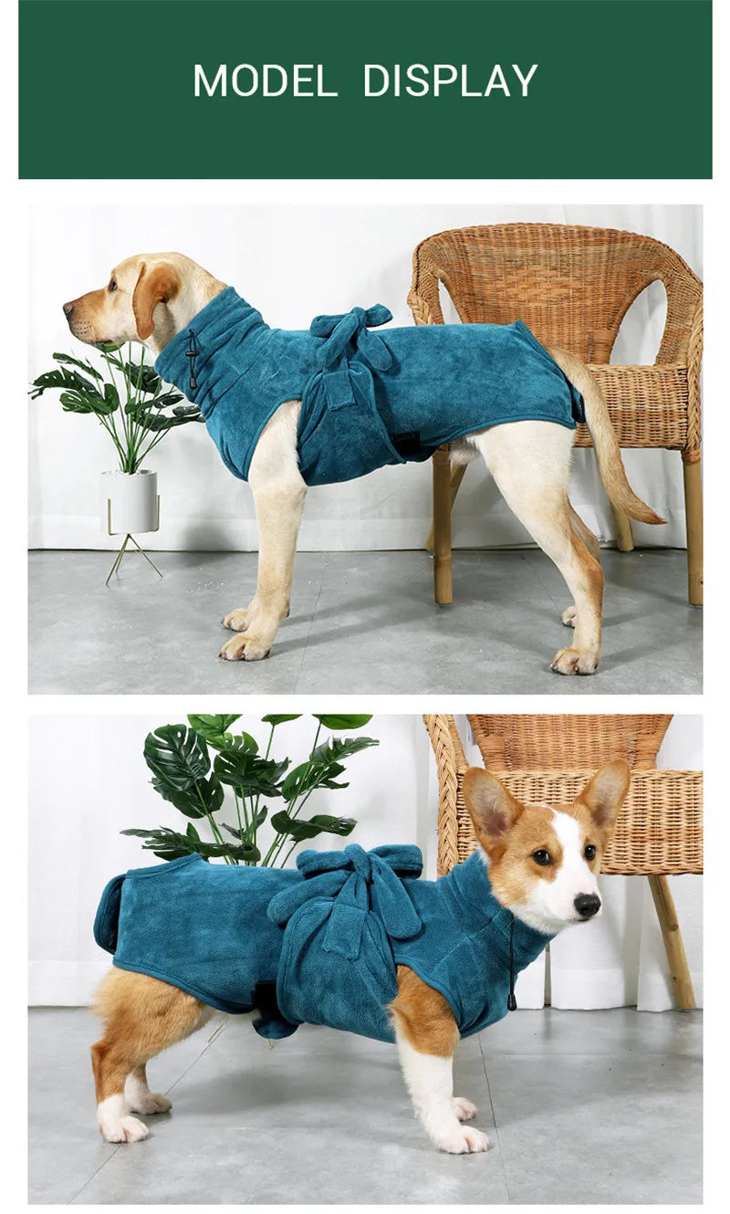 Albornoz para perros, traje de baño para perros súper absorbente para perros pequeños, medianos y grandes, Toalla de baño para mascotas de secado rápido, accesorios de ropa cálidos para perros