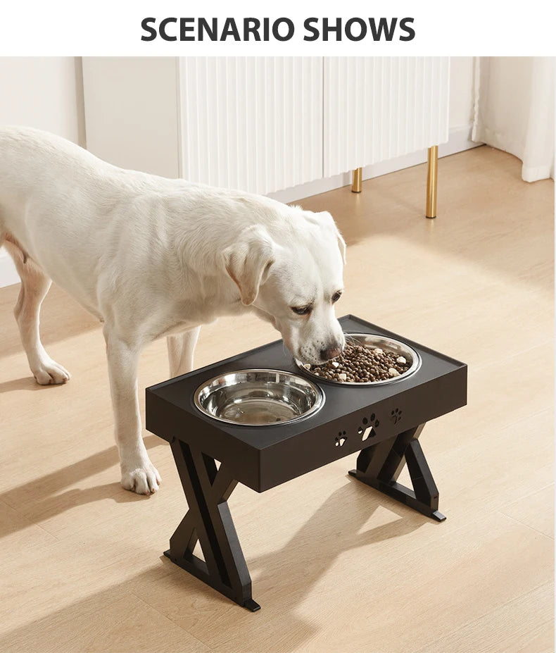 Bols doubles pour chiens avec support, hauteur réglable, bol d'alimentation pour animaux de compagnie, bol de nourriture et d'eau surélevés pour chiens de taille moyenne et grande, Table élévatrice pour chats