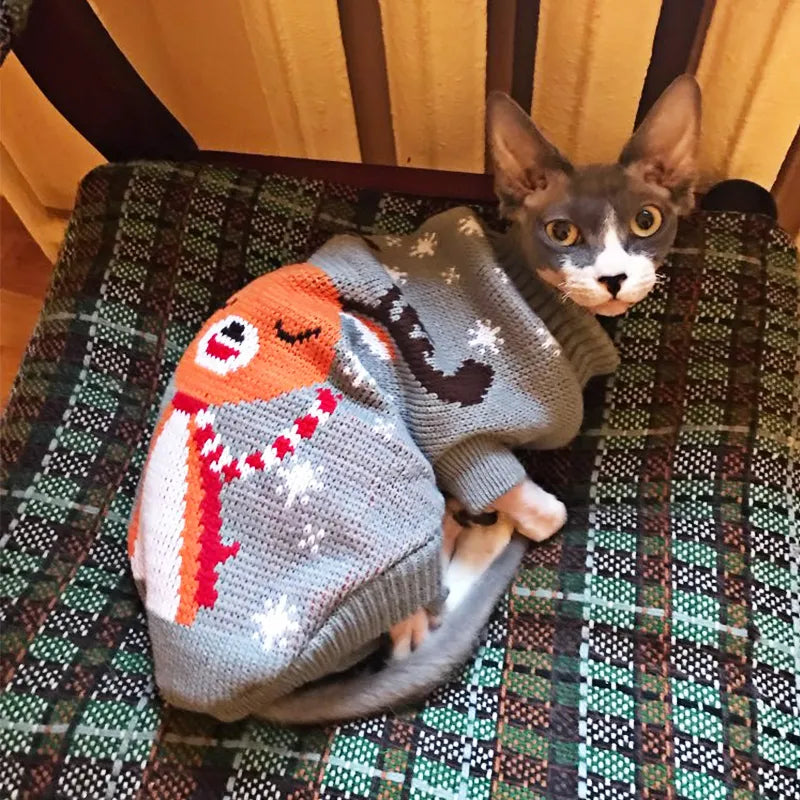 Vêtements chauds pour animaux de compagnie de petite et moyenne taille, pull d'hiver pour chiens de noël, vêtements pour animaux de compagnie, manteau de Costume en tricot, vêtements imprimés de dessin animé, Style à la mode