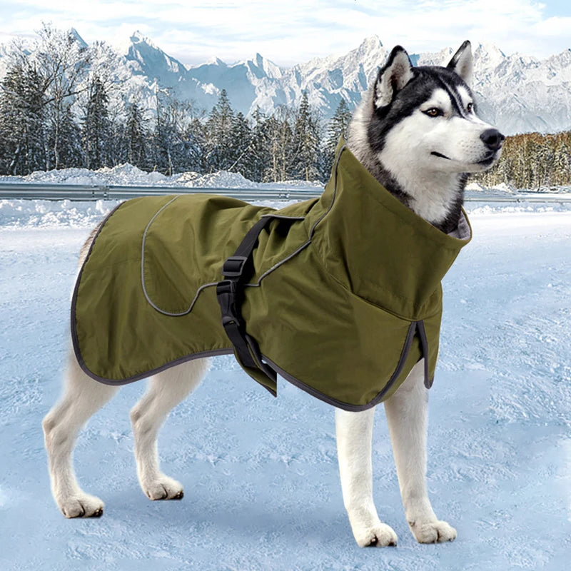 Winter Dog Jacket for Medium Large Dogs Waterproof Outdoor Pet Clothes Windproof Dog Raincoat Warm Poncho for Doberman Shepherd