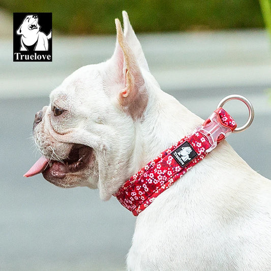 Pet Dog Collar with Three Adjustable Buckle Soft Comfortable Cotton Floral Pattern Resistant to Pull Accessories Fashion Style