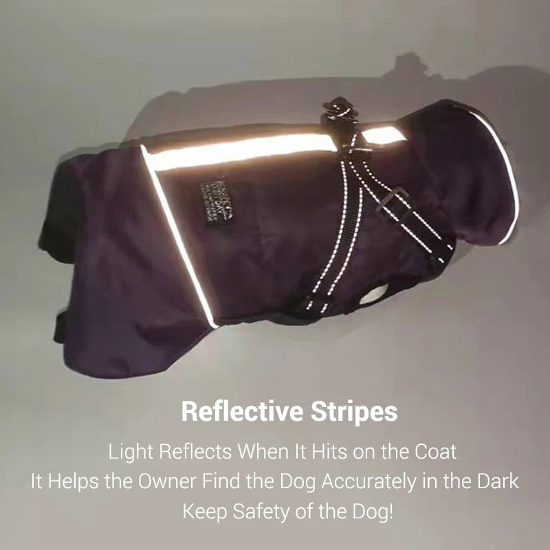 Ropa para perros con Cuello de piel, chaqueta cálida de invierno para exteriores para perros grandes, abrigo acolchado reflectante impermeable para mascotas con arnés, Bulldog Francés