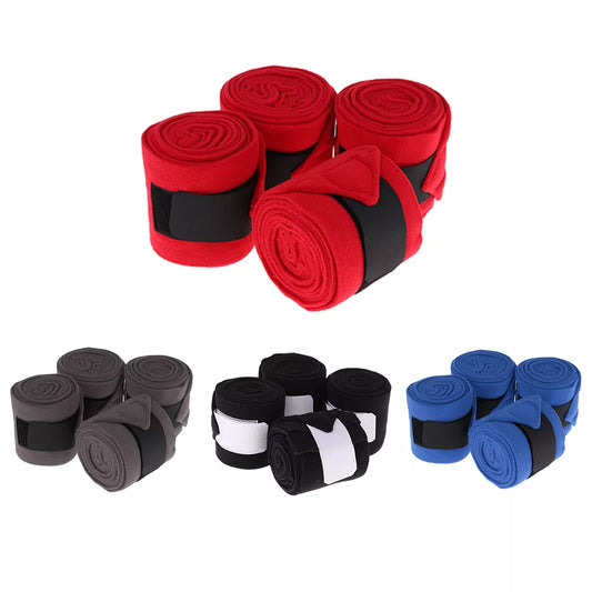 4 Rolls Fleece Polo Leg Wraps Horse Equestrian Boots Bracer Leg Protection Wraps