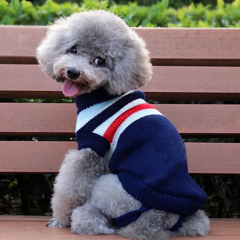 Ropa cálida para mascotas para perros pequeños y medianos Invierno Navidad Perros Suéter Ropa para mascotas Tejer Traje Abrigo Ropa con estampado de dibujos animados Estilo de moda