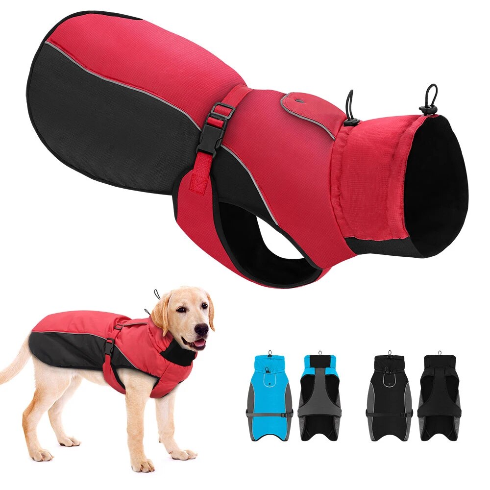 Waterproof Dog Winter Jacket Reflective Windproof Big Dog Clothes Soft Dog Coat Jackets Adjustable for Medium Large Dogs Pitbull