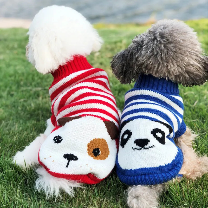 Ropa cálida para mascotas para perros pequeños y medianos Invierno Navidad Perros Suéter Ropa para mascotas Tejer Traje Abrigo Ropa con estampado de dibujos animados Estilo de moda