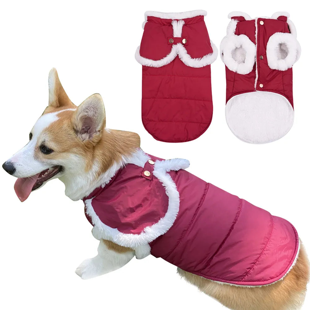 Winter Clothes for Dogs White Fur Cute Dog Jacket Warm Cape for Small Big Dogs Soft Padded Pet Coat Dachshund Yorkies Fashion Style