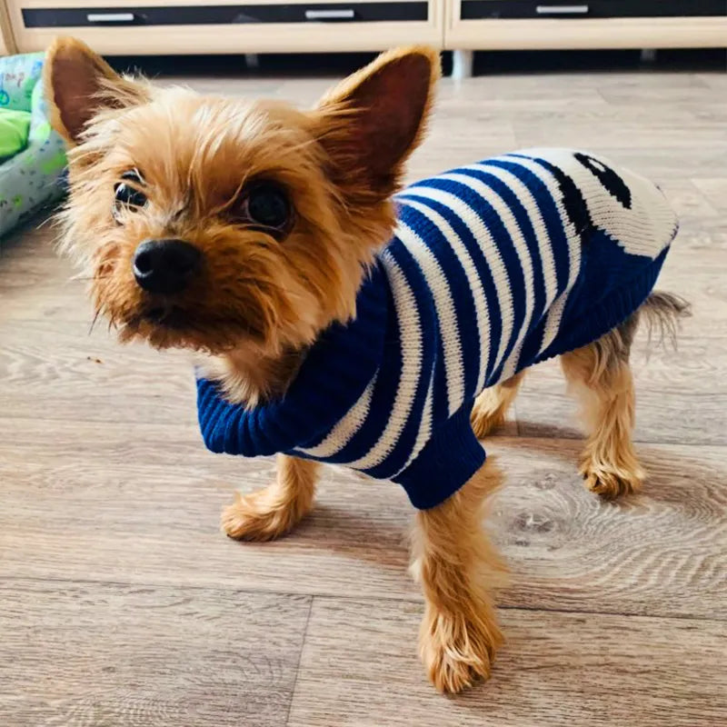 Ropa cálida para mascotas para perros pequeños y medianos Invierno Navidad Perros Suéter Ropa para mascotas Tejer Traje Abrigo Ropa con estampado de dibujos animados Estilo de moda